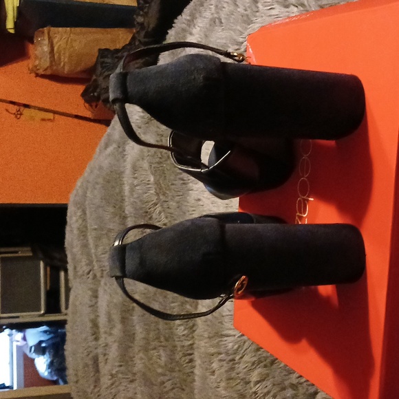 Navy blue chunky heels - Picture 4 of 4